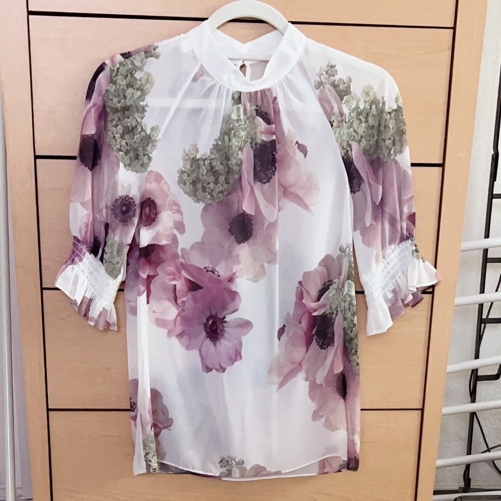 Ted Baker London Floral Blouse - Pink and Green